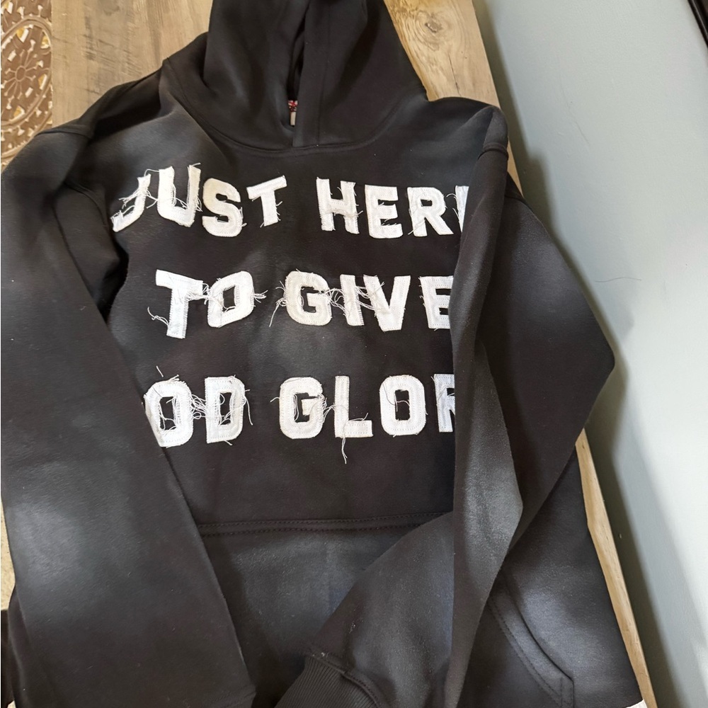 Men's Black Graphic Hoodie with Bold Lettering - Picture 2 of 13